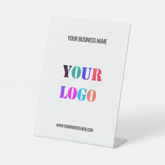 Aangepaste Logo Naam Website Gepersonaliseerde Ped Reclamebord Met Voetstuk (Voorkant)