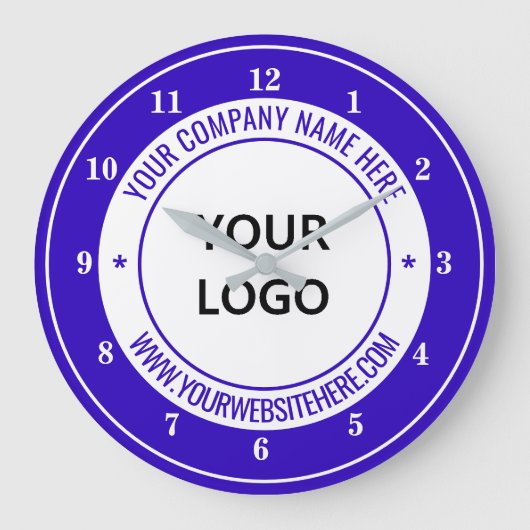 Aangepaste Logo naam Website Kleur op maat - Blauw Grote Klok (Voorkant)