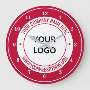 Aangepaste Logo naam Website Kleur op maat - Rood Grote Klok