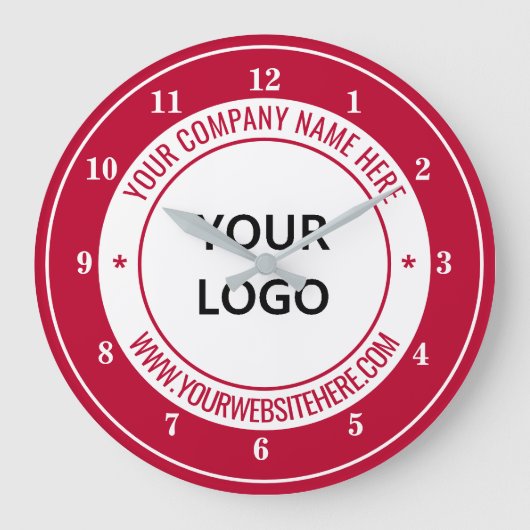 Aangepaste Logo naam Website Kleur op maat - Rood Grote Klok (Voorkant)