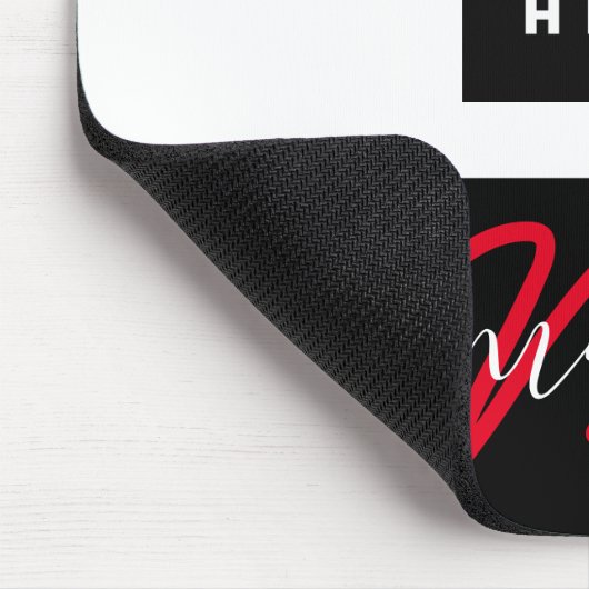 Aangepaste Logo naam zwart zwart wit rood Muismat (Hoek)