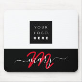 Aangepaste Logo naam zwart zwart wit rood Muismat (Voorkant)