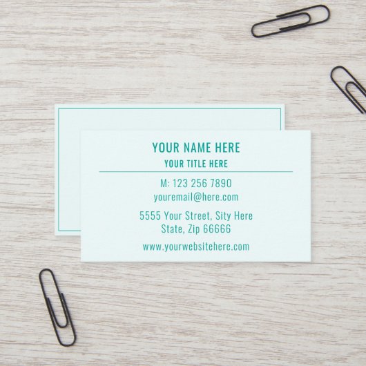 Aangepaste Logo Name Visitekaartje - Uw kleuren (Voorkant / Achterkant in situ)