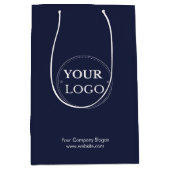Aangepaste Logo Navy Blue Business Branded Medium Cadeauzakje (Voorkant)