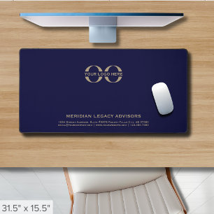 Aangepaste Logo Navy Blue Desk Mat