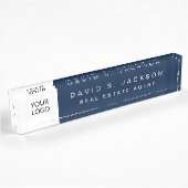 Aangepaste Logo Navy Blue Elegant Professional Naambordje