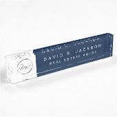 Aangepaste Logo Navy Blue Elegant Professional Naambordje