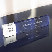 Aangepaste Logo Navy Blue Elegant Professional Naambordje