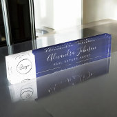 Aangepaste Logo Navy Blue Elegant Professional Naambordje