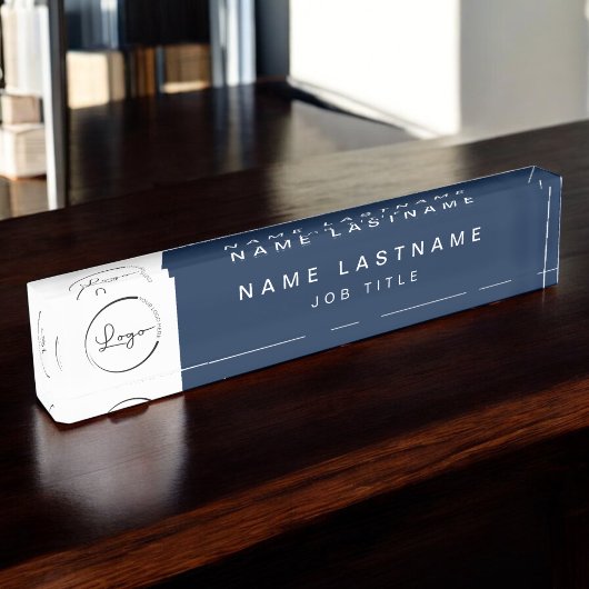 Aangepaste Logo Navy Blue Elegant Professional Naambordje