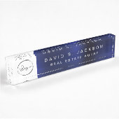 Aangepaste Logo Navy Blue Metallic Professional Naambordje
