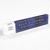 Aangepaste Logo Navy Blue Metallic Professional Naambordje