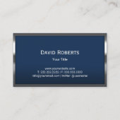Aangepaste Logo Navy Blue Modern Metal Lijst Visitekaartje (Achterkant)