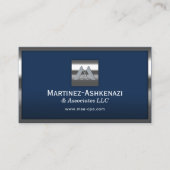 Aangepaste Logo Navy Blue Modern Metal Lijst Visitekaartje (Voorkant)