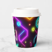 Aangepaste Logo Neon Geometrische Papier Cup 8 oz Papieren Bekers (Achterkant)