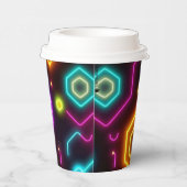 Aangepaste Logo Neon Geometrische Papier Cup 8 oz Papieren Bekers (Rechts)