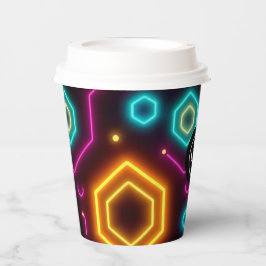 Aangepaste Logo Neon Geometrische Papier Cup 8 oz Papieren Bekers