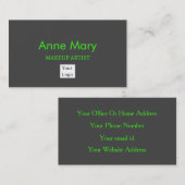 Aangepaste Logo Neon Groene Make-up Artiest Salon  Visitekaartje (Voorkant / Achterkant)