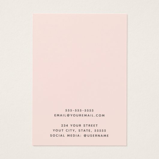 Aangepaste logo nep roze glinsterende oorbeldispla visitekaartje (Achterkant)