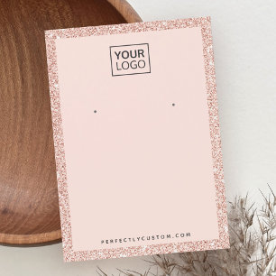 Aangepaste logo nep roze glinsterende oorbeldispla visitekaartje
