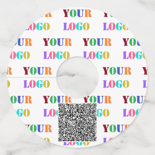 aangepaste Logo of Foto en QR Code Wijnglas Label (Voorkant)