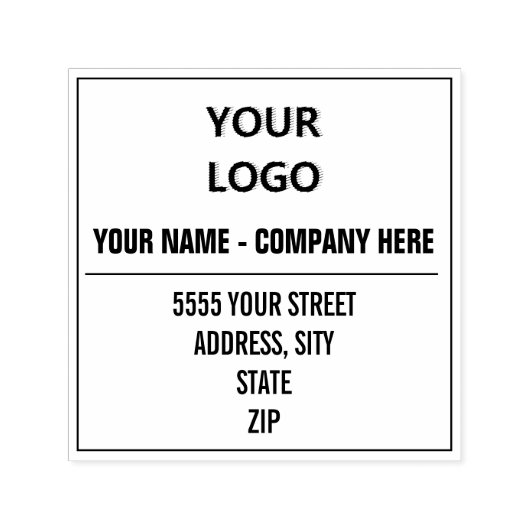 Aangepaste Logo of Naam Foto Adres Stempel Sjabloo (Design)