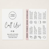 Aangepaste Logo Ombre Powder Brow Aftercare Kaart (Voorkant /achterkant)