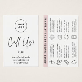 Aangepaste Logo Ombre Powder Brow Aftercare Kaart