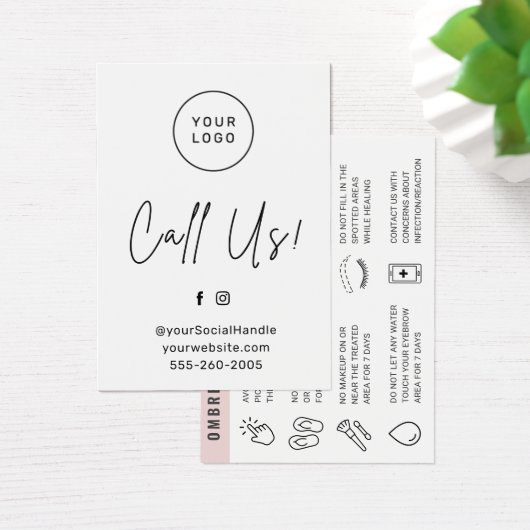 Aangepaste Logo Ombre Powder Brow Aftercare Kaart (Bureau)