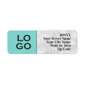 Aangepaste Logo op Aqua en White Marble Etiket (Voorkant)