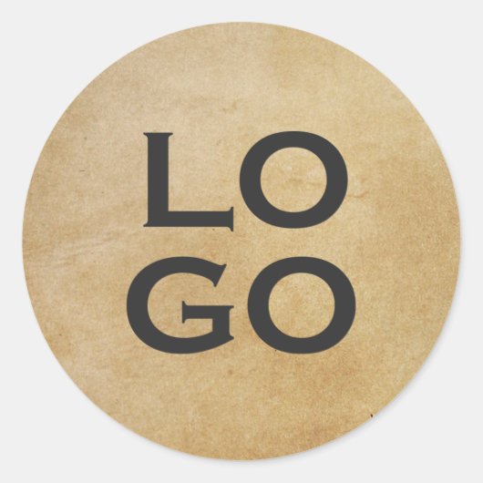 Aangepaste Logo op bijtende perkament Ronde Sticker (Voorkant)