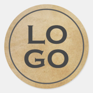Aangepaste Logo op bijtende perkament Ronde Sticker