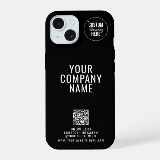 Aangepaste Logo op de achterkant Social Media QR C iPhone 15 Case (Achterkant)