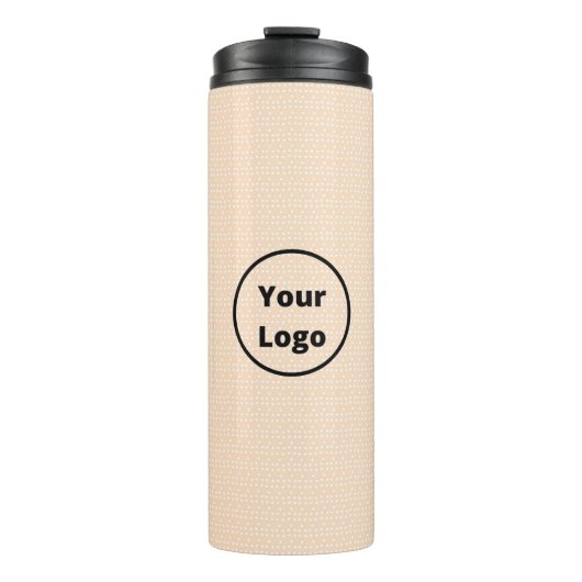 Aangepaste logo op kleine witte stippen op blush thermosbeker (Voorkant)