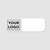 Aangepaste Logo op licht grijs herbruikbaar droog  Naamplaatje (Voorkant)