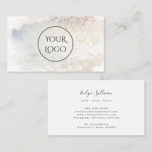aangepaste logo op waterverf glitter visitekaartje (Voorkant / Achterkant)