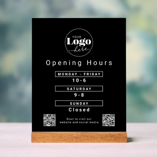 Aangepaste Logo Openingstijden aanrecht Acryl Bord (Neutraal)