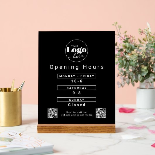 Aangepaste Logo Openingstijden aanrecht Acryl Bord (Huwelijk)