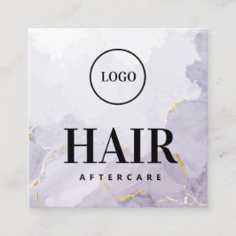 Aangepaste Logo Paarse Gold Hair Aftercare Card Vierkante Visitekaartje