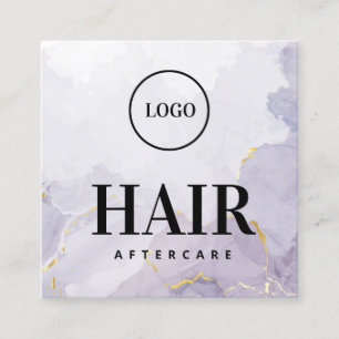 Aangepaste Logo Paarse Gold Hair Aftercare Card Vierkante Visitekaartje