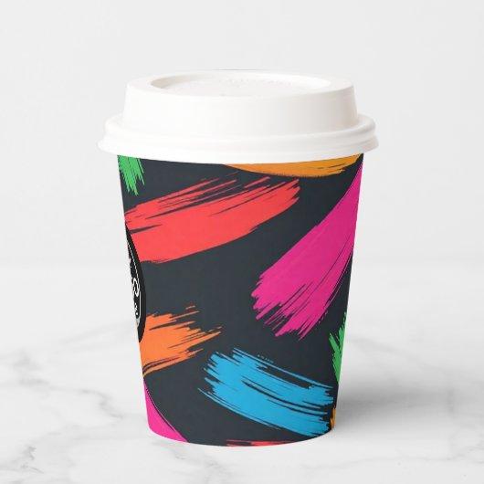 Aangepaste Logo Paint Splatter Papier Cup 8 oz Papieren Bekers (Links)