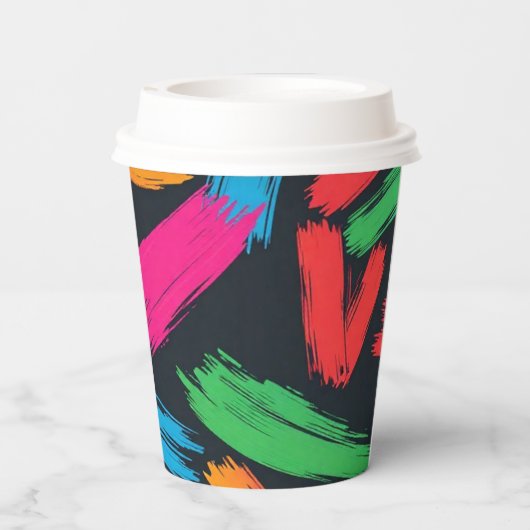 Aangepaste Logo Paint Splatter Papier Cup 8 oz Papieren Bekers (Achterkant)