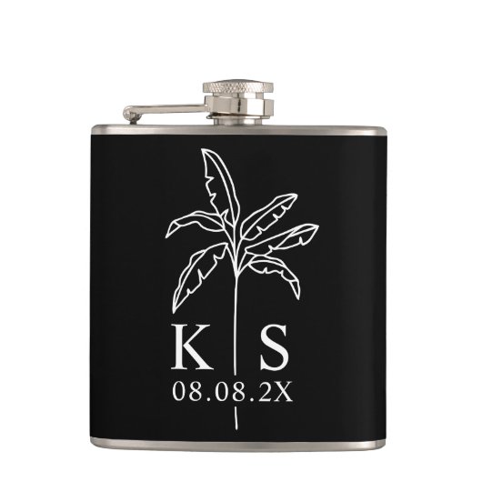 Aangepaste Logo-palmboom-Canvas tas voor monogram- Heupfles (Voorkant)