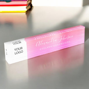Aangepaste Logo pastel roze wimpers wimper extensi Naambordje