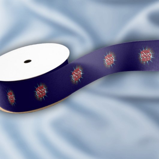 Aangepaste Logo Patroon Blauw Promotie 1.5" Grosgrain Lint