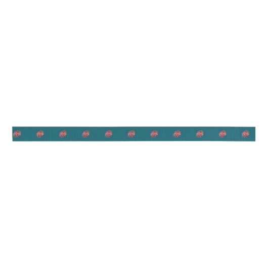 Aangepaste Logo Patroon Blauwgroen Promotie 1.5" Grosgrain Lint (Voorkant)