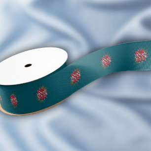 Aangepaste Logo Patroon Blauwgroen Promotie 1.5" Grosgrain Lint