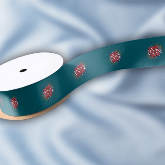 Aangepaste Logo Patroon Blauwgroen Promotie 1.5" Satijnen Lint