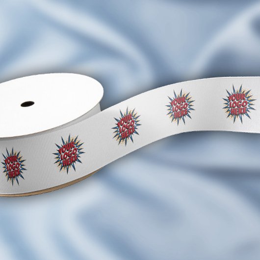 Aangepaste Logo Patroon Wit Promotie 1.5" Grosgrain Lint