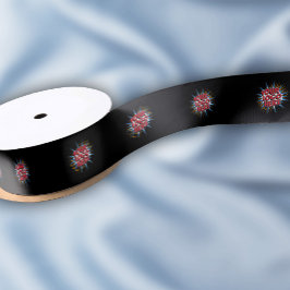 Aangepaste Logo Patroon Zwart Promotie 1.5" Satijnen Lint